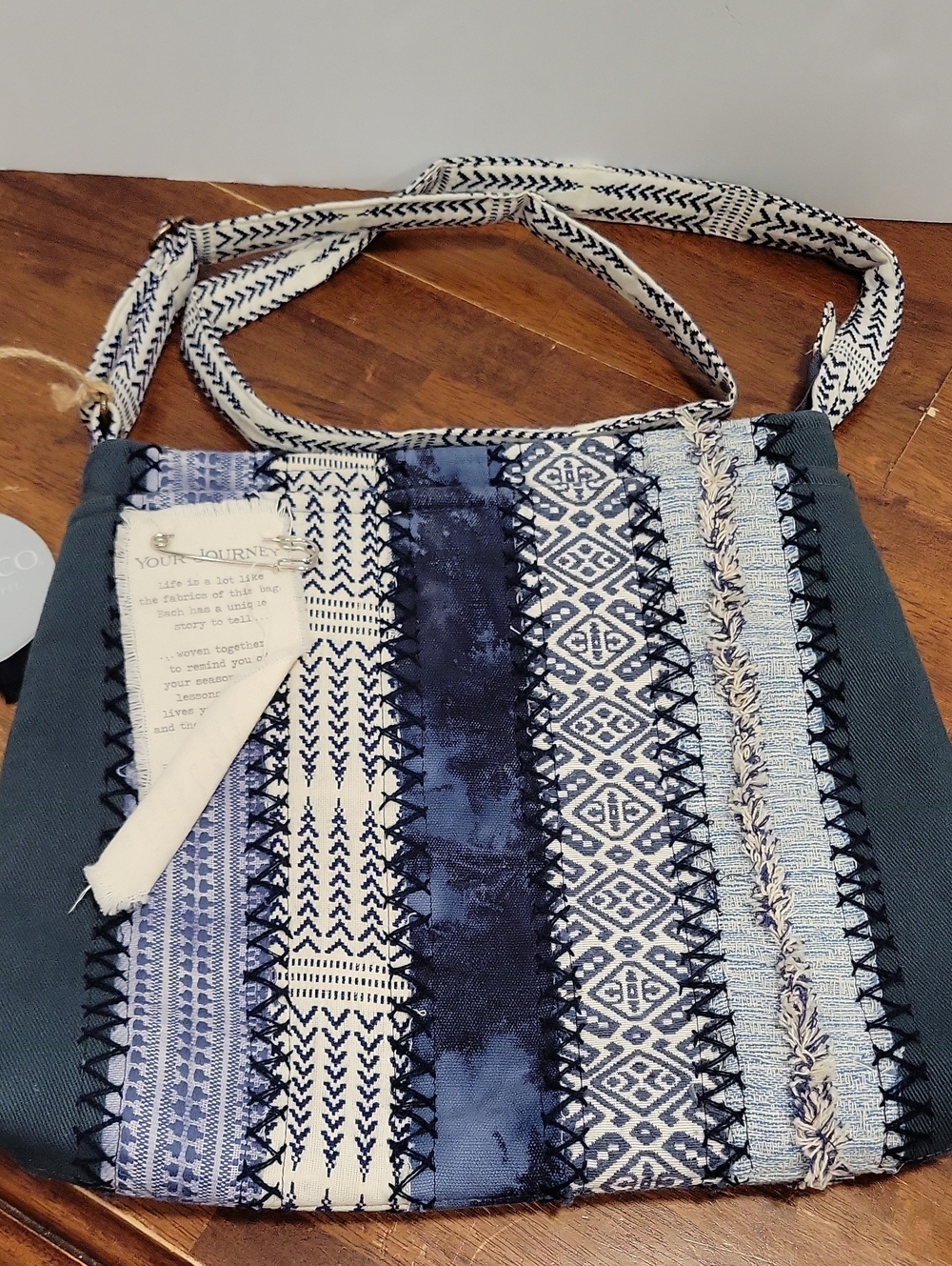 Demdaco Your‎ Journey Indigo Blue Crossbody Patchwork Purse Boho Hippie Festival